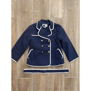 Janie & Jack Navy & White Sailor Coat Sz 3/4